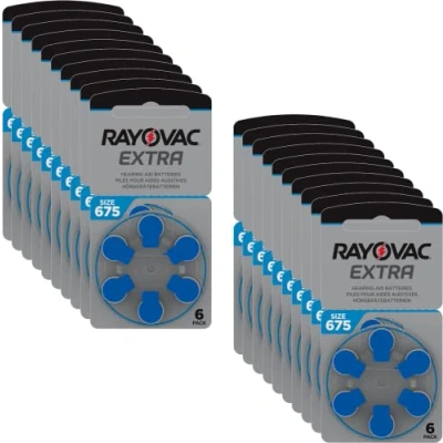 Obrázek Baterie pro naslouchátka Rayovac 675 Extra Advanced/baterie ochrana sluchu PR44 / AE A675 DA675 P675 PR675H, 120 kusů