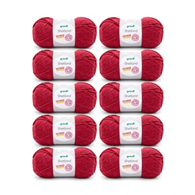 Obrázek Gründl Shetland vlna (módní a měkká pletací příze z 80 % polyakrylu 20 vlny, 100 g / 170 m, tloušťka jehlic: 7 8, 10 x g), červená