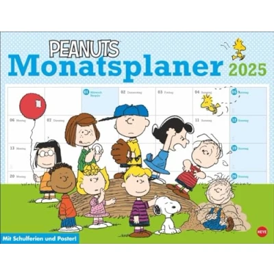 Obrázek Peanuts Monatsplaner 2025: Praktischer Wandplaner mit den bekannten Comics. Kultiger Wandkalender zum Eintragen. Terminkalender lustigen Bildergeschichten. (Peanuts Kalender Heye)