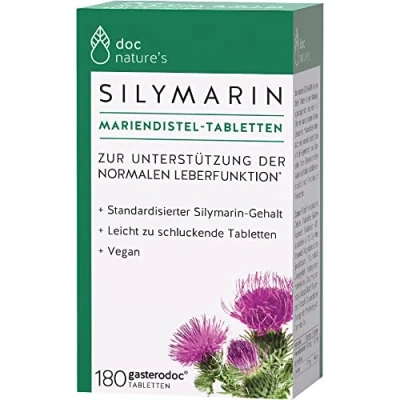 Obrázek doc přírodní Silymarin tablety bodláka 180 kusů podpora normální funkce jater VEGAN mini snadno spolknou bez laktózy genetického inženýrství