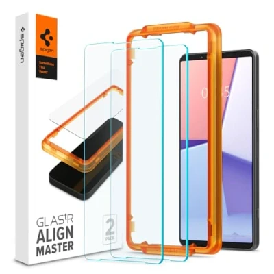 Obrázek Spigen AlignMaster ochranná fólie kompatibilní se Sony Xperia 1 VI, 2 kusy, odolná proti poškrábání, tvrdosti 9H