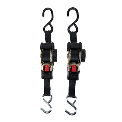 Obrázek Camco 50033 Einziehbare Riegelgurte, 2,5 cm Breite, 1,8 m Doppelhaken, Schwarz