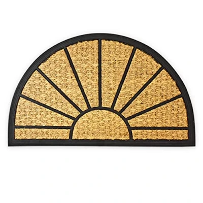 Obrázek Relaxdays rohožka kokosová půlkruhová 75 x 45 cm rohož s protiskluzovou PVC podložkou, z kokosových vláken jako na zachytávání nečistot a čisticí rohož, stěrka pro venkovní i