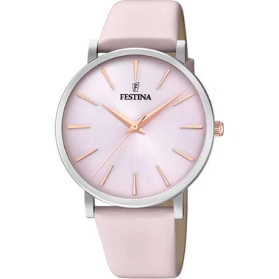 Obrázek Festina Dámské analogové náramkové hodinky Quarz Smart Watch s koženým páskem F20412/2, Růžová, Klasické