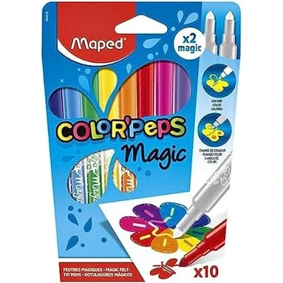 Obrázek Maped Filzstifte, Fasermaler COLOR&#039;PEPS MAGIC abgeschrägte, weiche Spitze x10 Stifte + 2 magische Filzstifte