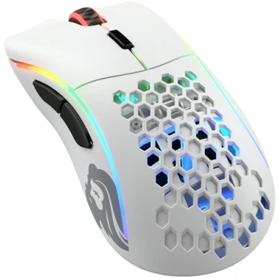 Obrázek Glorious Gaming Model D Wireless Mouse Superleichte 69 g, verzögerungsfreier 2,4 GHz Funk, bis zu 71 Stunden Akku, RGB Beleuchtung, BAMF Sensor, ergonomisch, 6 Tasten Mattweiß