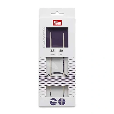 Obrázek PRYM Kruhová pletací jehla, ergonomický design/jehly, plast, vícebarevný, 3,5 mm, 80 cm, alabastrová bílá