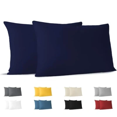 Obrázek Dreamzie povlak na polštář 40 x 70 (sada se 2) 100% žerzejová bavlna 150 g/m2 tmavě modrý cm odolný a hypoalergenní
