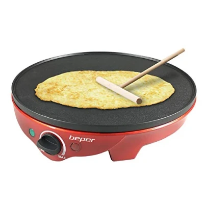 Obrázek BEPER BT.700Y Elektrischer Crêpe Maker, 1300 W, Plastic, Aluguss, Renominierung Antihaft, Rot/Schwarz