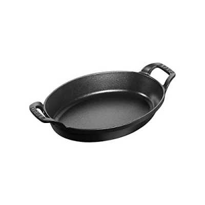 Obrázek STAUB Forma na pečení, oválná se 2 rukojeťmi, 21 cm, 0,7 l, litina, pro všechny typy sporáků, stohovatelná, černá