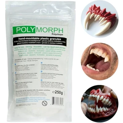 Obrázek Tvarovatelný plast Polymorph 250g, pro kutily, upíři zuby, SFX, modelářský