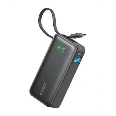 Obrázek Anker Nano powerbanka, 10 000 mAh powerbanka s integrovaným kabelem USB C, PD 30 W maximálního výkonu 1xUSB A, pro iPhone 16/15/14, MacBook, Galaxy, iPad, AirPods a další (černá)