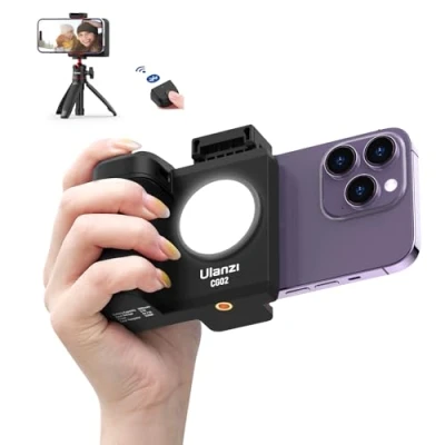 Obrázek Smartphone Handle Grip, ULANZI CG02 Capgrip mit Aufhelllicht, 3 Stufen Einstellbar, Grip Fernbedienung für Handy Selfies