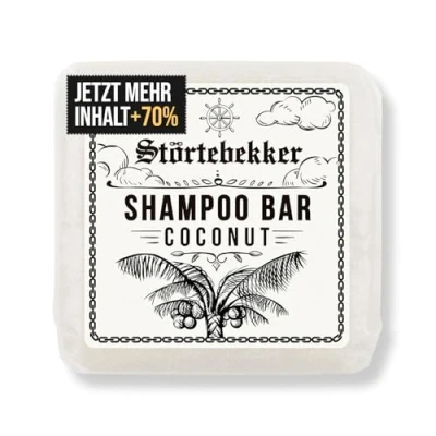 Obrázek Störtebekker Premium Shampoo Bar kokosový šampon pevný pro muže a ženy 3 v 1 pánské sprchové mýdlo na vlasy, pokožku hlavy vousy hydratační veganský, ruční výroba 100 g