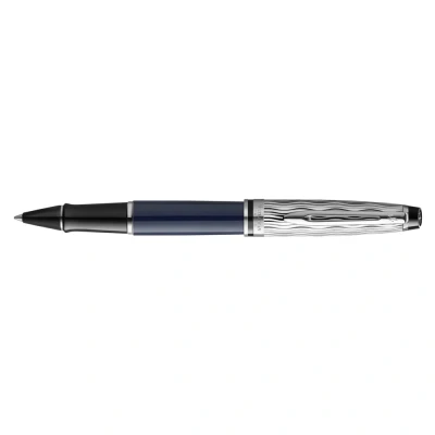 Obrázek Waterman Expert Tintenroller Metall und blaue Lackierung ziselierte Kappe schwarze Tinte Geschenkbox