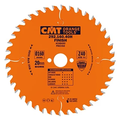 Obrázek CMT Orange Tools Kreissägeblatt Feinschnitt HW 160 x 2,6 / 1,6 20 Z=40 15 ATB 292.160.40H für Querschnitte