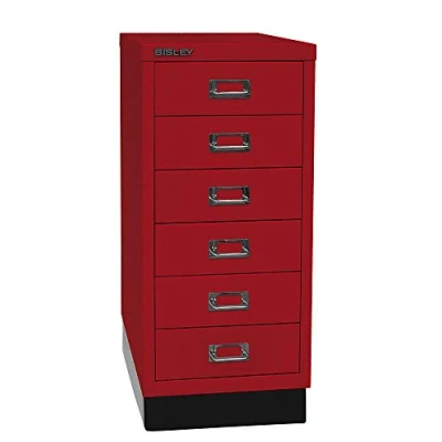 Obrázek BISLEY MultiDrawer, řada 29 s podstavcem, DIN A4, 6 zásuvek, kov, 670 kardinální červená, 38 x 27,9 67 cm