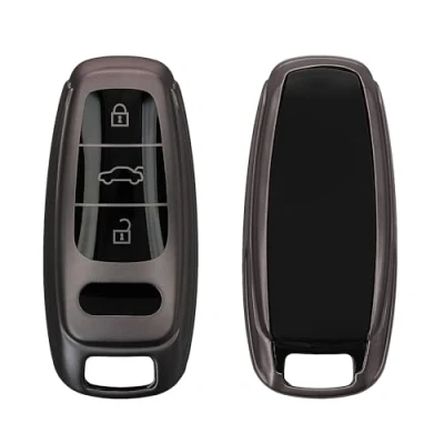 Obrázek kwmobile pouzdro na klíče od auta kompatibilní s Audi A6 A7 A8 Q7 Q8 3tlačítkový autoklíč Keyless silikon Cover černý matný
