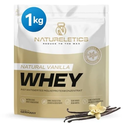 Obrázek NATURELETICS VANILLE 1 kg přírodní prémiový Whey protein z Německa bez přídavku cukru, sladidel a umělých aromat, proteinový prášek s vysokým podílem BCAA 22,6 %