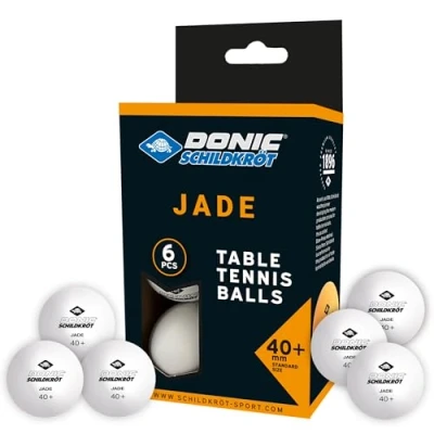Obrázek Schildkröt Unisex míč na stolní tenis pro dospělé Donic Jade, kvalita Poly 40+, 6 ks v blistru, 6x bílý