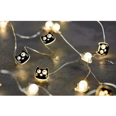 Obrázek moses Mini světelný řetěz Ed, the Cat 2,20 m LED v kočičím designu 20 pro vnitřní použití, černý