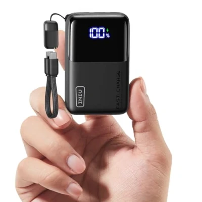 Obrázek INIU Powerbanka, 45 W 10 000 mAh mini powerbanka pro laptop, se silným kabelem USB C, vysokorychlostní přenosná nabíječka C In&amp;Out, akumulátor iPhone 16/15/14/13, Samsung, Google, MacBook,