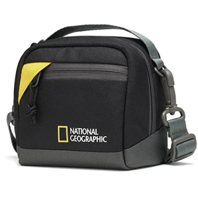Obrázek National Geographic Kameratasche für Kompaktkameras, Action Kameras, 360 Kameras oder Zubehör, Integrierte Gürtelschlaufe, Abnehmbarer Tragegurt, Ultraleicht, NG E1 2350, Schwarz [Amazon Exklusiv]