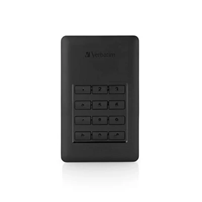 Obrázek Verbatim Store &#039;n&#039; Go Secure Portable, 2 TB, černý, externí pevný disk s přístupem kódu, USB 3.1 GEN 1, externí, pro Windows a MacOSX, přenosný disk,