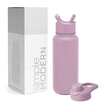 Obrázek Simple Modern láhev na pití s brčkem a víkem Chug vodu z ušlechtilé oceli izolovaná pro sport fitness studio Summit 950 ml levandulová kvašení