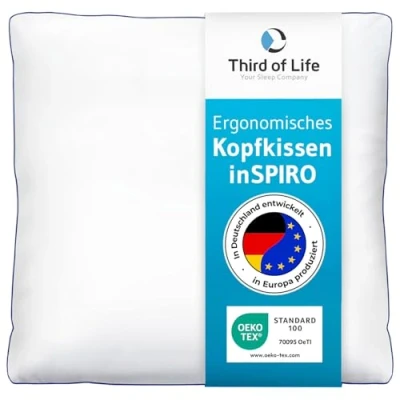 Obrázek polštář 80x80 inSPIRO od vítěze inovační ceny Ergonomie 2022, nejlepší ergonomický spací polštář, vhodný pro spaní na boku, zádech a břiše, optimální pod šíji HWS