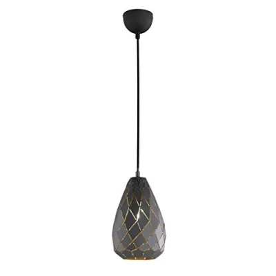 Obrázek Trio Leuchten Závěsné svítidlo Onyx 301300142, kov, antracitové / uvnitř zlaté, kabel opláštěný tkaným černým
