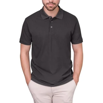 Obrázek HRM pánské luxusní polokošile I Premium Polo Shirt ze 100% bavlny Basic do 60 C stálobarevná kvalitní a udržitelné oblečení, Tmavě šedá
