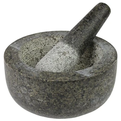 Obrázek JADE TEMPLE 17036 Steinmörser mit Stößel im Set, effektives und einfache mörsern, aus massivem Granit 15,5 cm Durchmesser 8 höhe he, grau