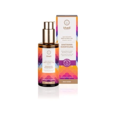 Obrázek khadi SHATAVARI EVERYOUNG Ayurvédský elixír Skin &amp; Soul Oil, intenzivní anti aging olej, napnutý, omlazuje a revitalizovaný, 100% rostlinný, přírodní veganský, certifikovaná kosmetika, 100