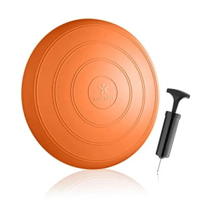 Obrázek BODYMATE Míčový sedací polštář Comfort vč. pumpičky ORANGE průměr 33 cm balanční polštář, na míč, nafukovací podložka jádro, fitness, rehabilitační, koordinační a