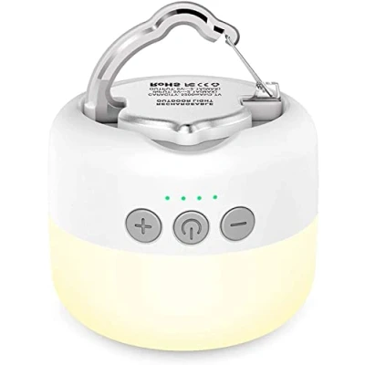 Obrázek kempingová lampa, LED lucerna USB nabíjecí s 5200 mAh, 4 režimy jasu, režim svícení a plynulé stmívání &amp; zabudované silné magnetické kempinkové světlo pro turistiku, nouzové případy