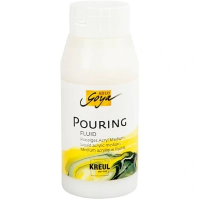 Obrázek KREUL 87210 Solo Goya Pouring Fluid, 750 ml láhev, tekuté akrylové médium pro odlévací a techniky, na bázi vody, optimalizuje tok akrylových barev