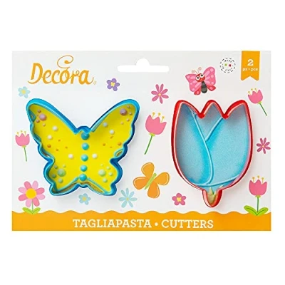 Obrázek DECORA 0255075 AUSSTECHER AUS Kunststoff Schmetterling UND Blume 2TLG 9X H2,2CM