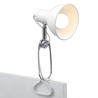 Obrázek BRILONER lampa na psací stůl s kabelovým spínačem, otočná, objímka E14, max. 8 W, se svorkou, noční stolek, světlo čtení pro děti, postele, 30,5 x 11 13 cm, bílá