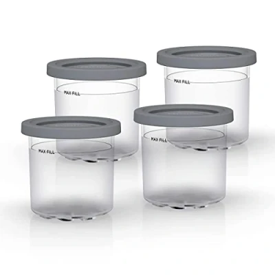Obrázek Ninja Dessert Tubs Pack of 4 [XSK4PINTEUUK] Official Accessory Compatible with Ice Cream Maker NC300UK, Grey/Clear