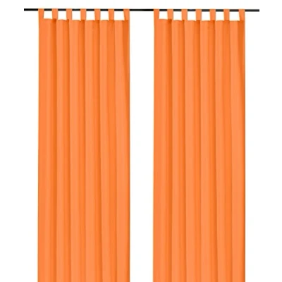 Obrázek Heimtexland ® dekorativní šátek se smyčkami a volánky v uni žluté VxŠ 245x140 cm VIEWPROOF, ale průsvitný přirozeně zbarvená obyčejná opona s krásně lehkým pádem smyčka šála stuha ÖKOTEX závěs typ 117