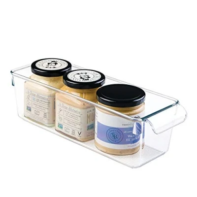 Obrázek iDesign boîte de rangement à poignée, petit bac plastique pour le placard, frigo ou tiroir, alimentaire sans couvercle, transparentní