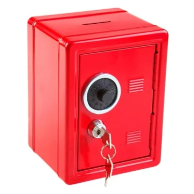 Obrázek Idena 50035 spořicí trezor, 120 x 100 160 mm, červený, s klíčem a mechanickým číselným zámkem