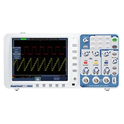 Obrázek PeakTech 1260 2kanálový paměťový osciloskop (200 MHz) s rozhraním USB, VGA, LAN a 8&quot; barevný displej TFT vysokým rozlišením, 20 automatických režimů měření, paměť, digitální (10