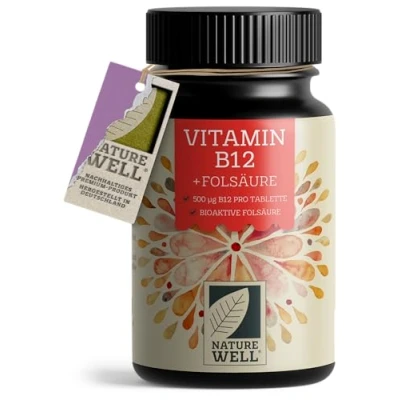Obrázek Vysoká dávka vitaminu B12 365 tablet s 500 µg Vit + kyselina folková 200 v jedné tabletě methylkobalaminem, adenosylkobalaminem a hydroxokobalaminem Vit. Bit. 12 laboratorně testováno