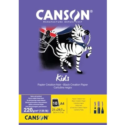 Obrázek Canson 400015602 hobby, barevný papír, A4, Černá