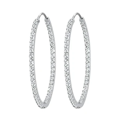 Obrázek Elli PREMIUM dámské prémiové náušnice kreolky s krystaly, Fazetový brus, Krystal Swarovski