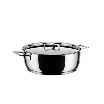 Obrázek Alessi &quot;POTS &amp; Pans&quot; ploché rendlík se dvěma rukojeťmi z Litinový, stříbrná, 28 cm