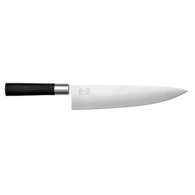 Obrázek KAI Wasabi Black kuchařský nůž 23,0 cm délka čepele nerezová 6A/1K6 ušlechtilá ocel leštěná 58 (±1) HRC černá polypropylenová rukojeť šéf kuchyňský Made in Japan