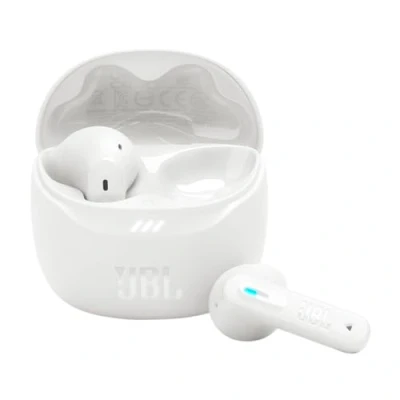 Obrázek JBL Tune Flex 2, bezdrátová Bluetooth sluchátka do uší s potlačením okolního šumu, doba přehrávání 48 h, IP54 ochrana proti vodě a prachu, multipointní spojení, ergonomický design, bílá